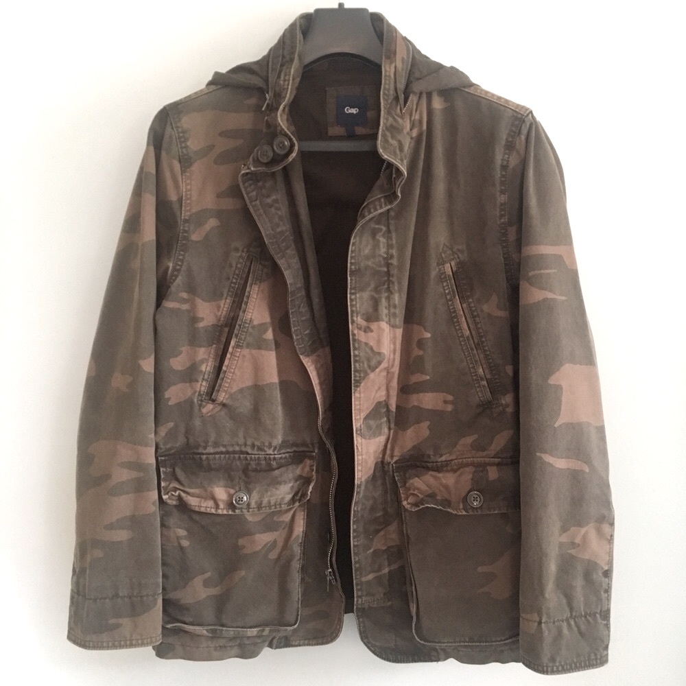 GAP Men’s Heavyweight Camouflage Oiled Canvas Cargo Coat Size MEDIUM